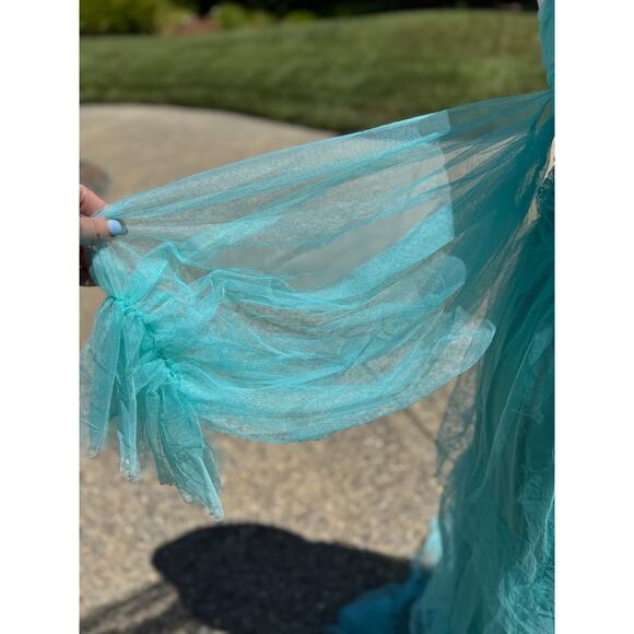 MSRP $152 Faeiesty Off Thr Shoulder Flounce  Sheer Sleeves Gown M 5X QUICK SHIP - Picture 8 of 10